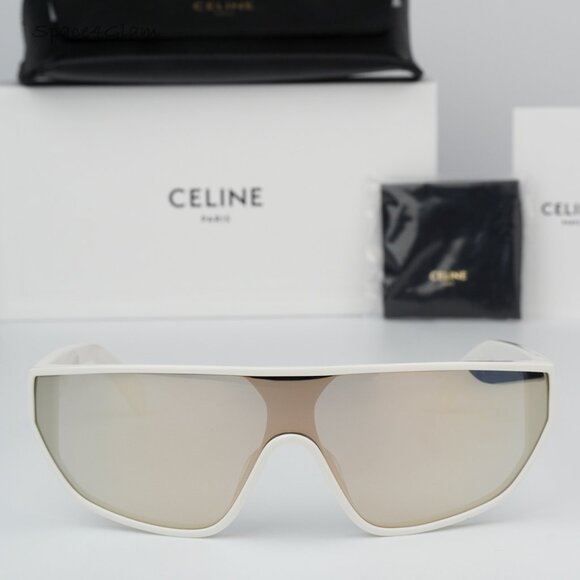 NEW Celine CL40195I 25C Ivory Silver Mirror Mask Unisex Sunglasses CL 40195I - Picture 2 of 8